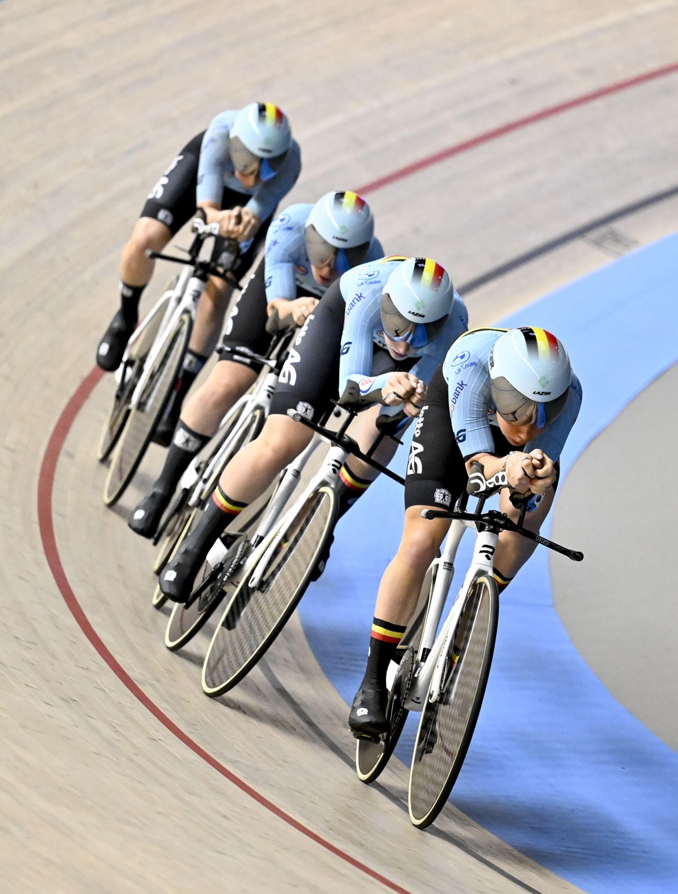 Women's Team Pursuit qualifications at the 2025 UEC Track Elite European Championships, in Heusden-Zolder, Belgium, Wednesday 12 February 2025