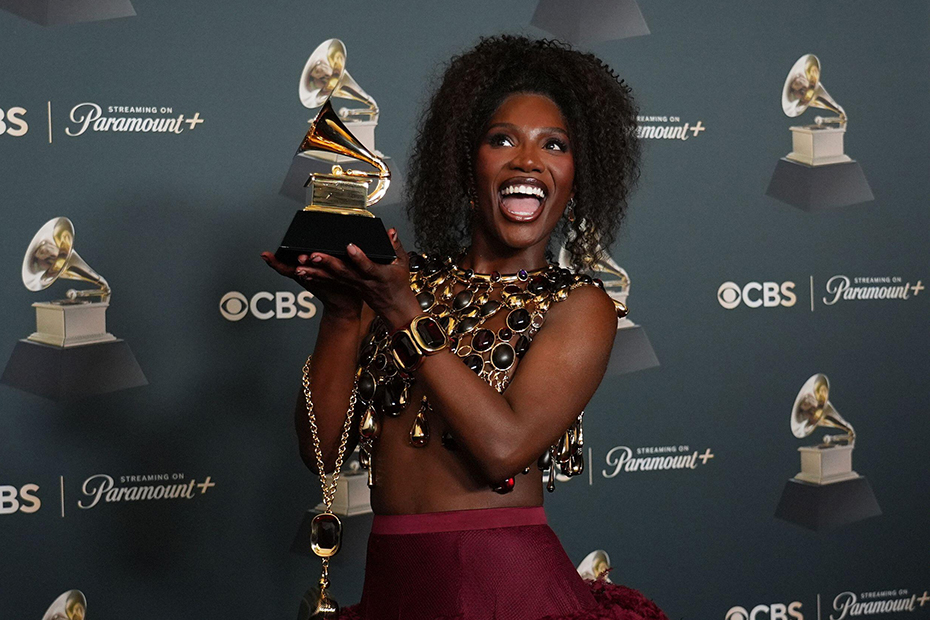 Doechii poses in the press room with the award for best music video for "Anxiety" during the 68th annual Grammy Awards