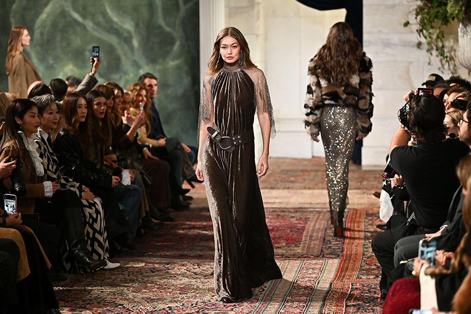 Model Gigi Hadid walks the runway during the Ralph Lauren Fall/Winter 2026 fashion show as part of New York Fashion Week in New York. 