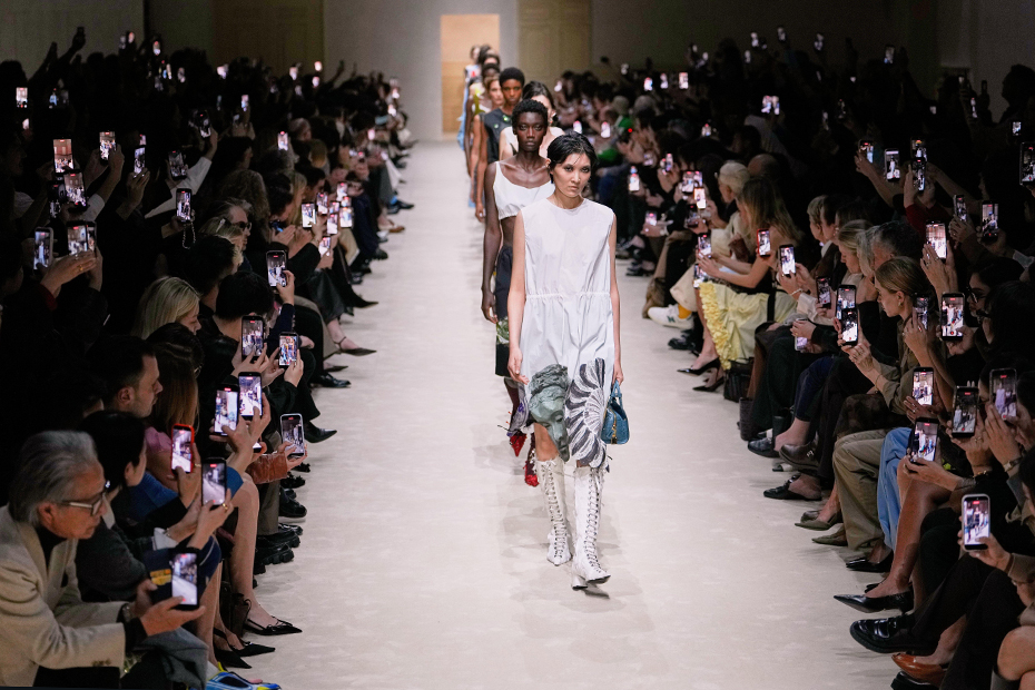 Models wear creations from the Prada Fall/Winter 2026-2027 Women's collection presented in Milan, Italy